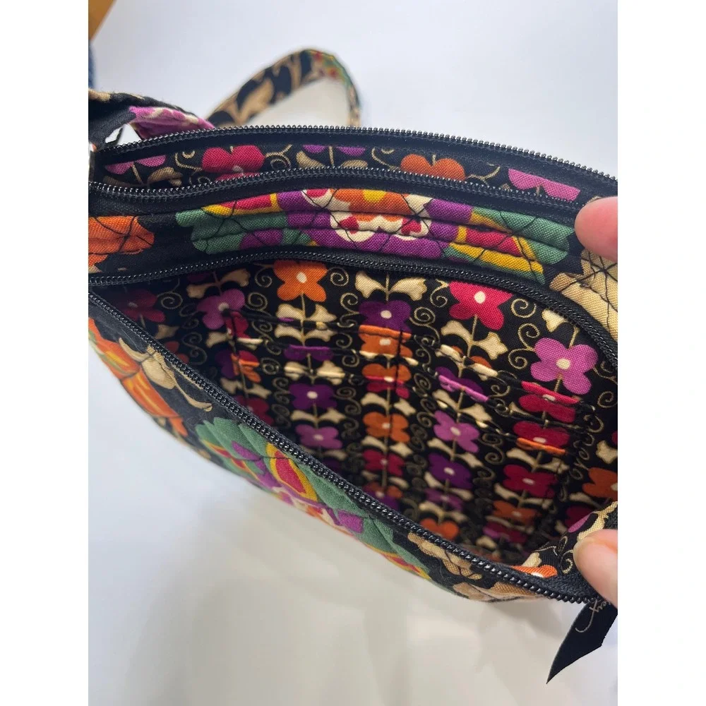 Vera Bradley Provencal Quilted Floral Crossbody Bag Black Multi Color Adjustable - Picture 4 of 9
